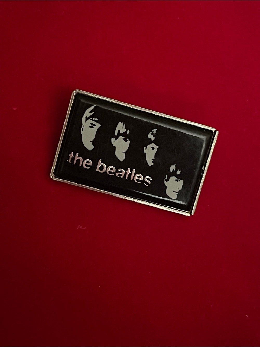 The Beatles Black and Silver Rectangular Enamel Pin